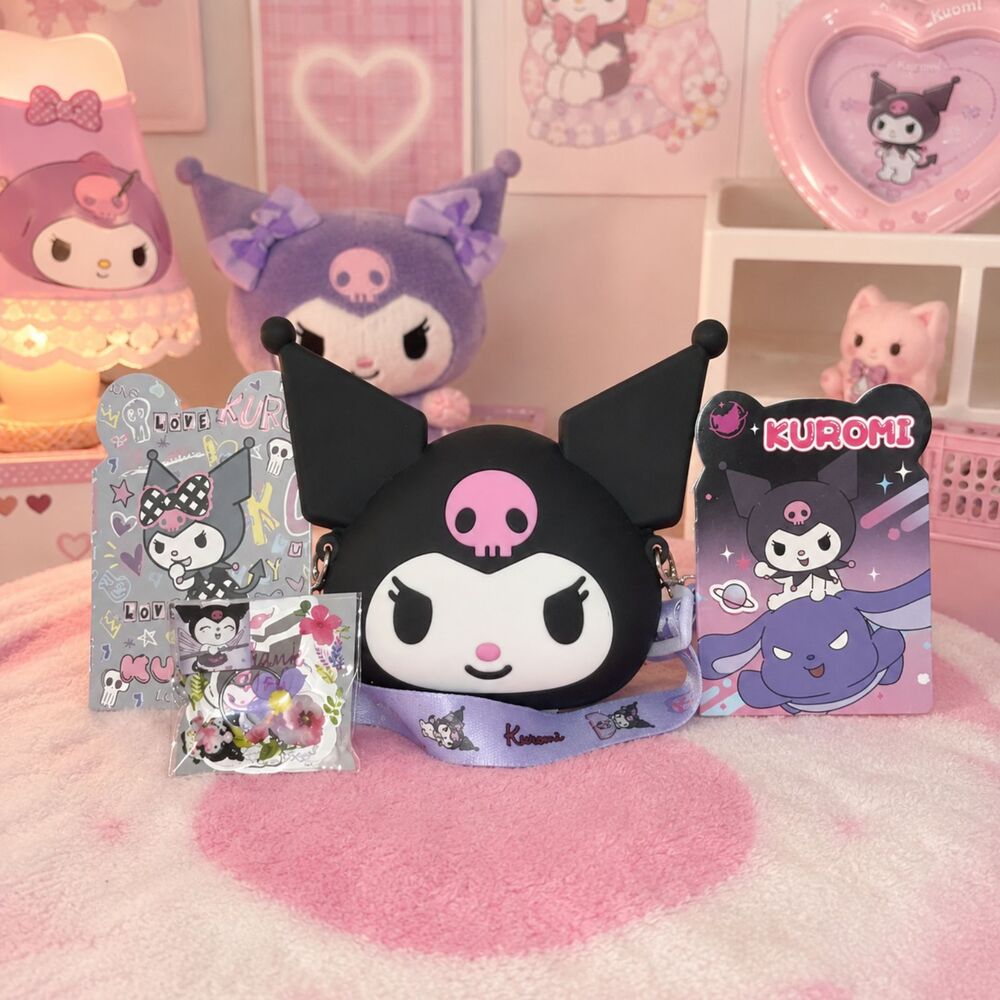 Mini Kuromi Crossbody Kawaii Bag Cute Birthday Gift Set Idea Sticker Bundle